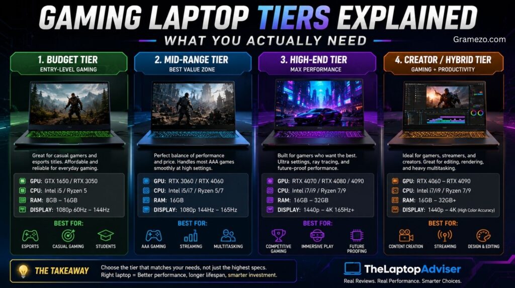 Gaming Laptop Tiers Explained (What You Actually Need)