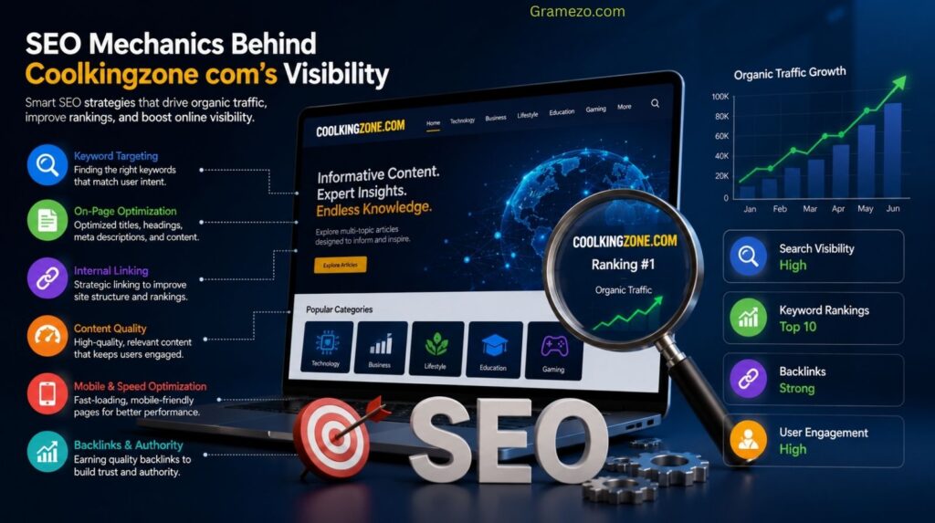 SEO Mechanics Behind Coolkingzone com’s Visibility